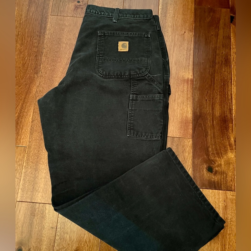 Carhartt Men’s Black Denim Duck carpenter pants 38x30 Preowned like new